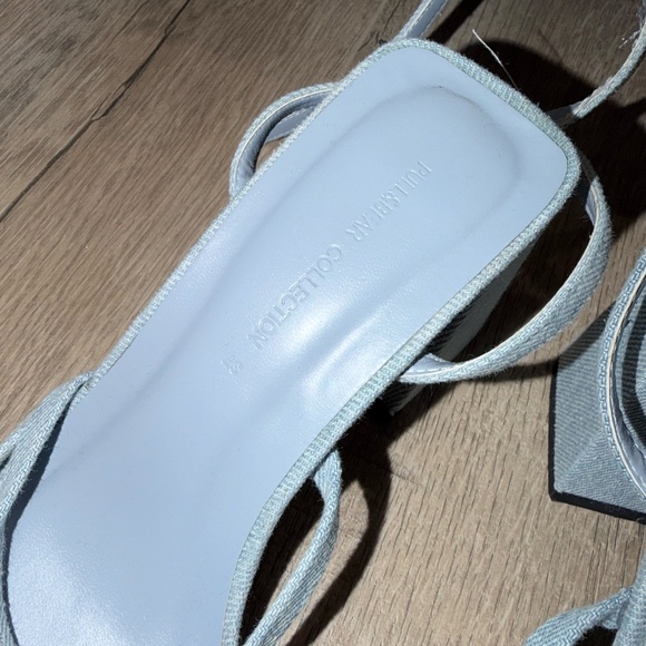 PULL&BEAR Light Denim Strappy Block Heel Sandals – Size 37 (US 7) - Picture 2 of 4